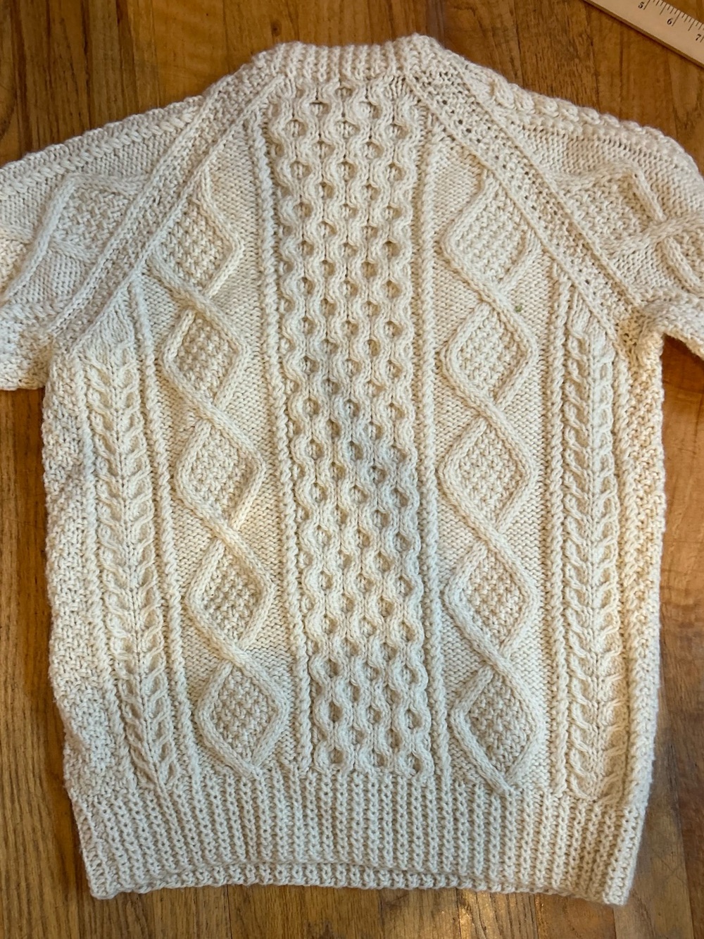 Handknit 100% pure wool Cable Knit Cream Sweater